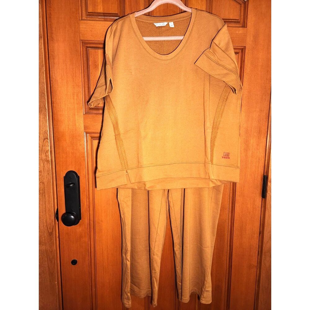 Peace Love World Toffee Lounge 2-Piece Set Short Sleeve Wide Leg Womens Size XLP